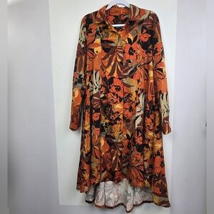 Lennard Taylor Floral High Low Long Sleeve Dress, Sz L